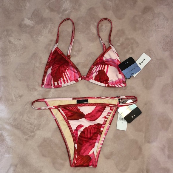 PacSun Other - BRAND NEW Pacsun Red Tropical Feathers Bikini Set